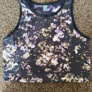 Title Nine Floral-Print Cropped Tank Top in Black, Purple, Gold